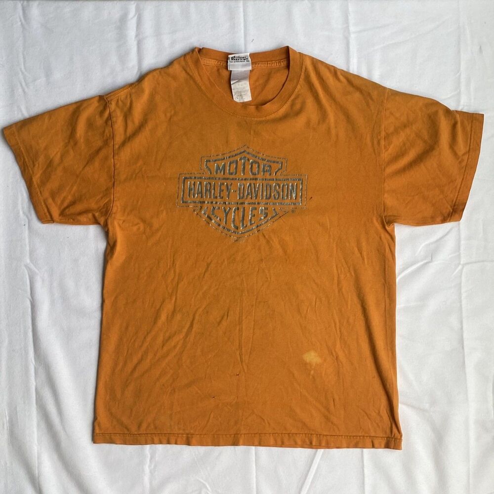 Vintage Harley Davidson T Shirt Men's Large Smoky Mountain Pigeon Forge Orange L